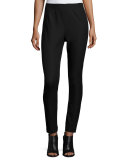 Audrey Twill Skinny Pants, Black