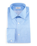 Striped Barrel-Cuff Dress Shirt, Blue