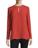 Byrus Split-Neck Silk Blouse