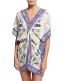 Mosaic Tunic Coverup W/Twist Waist, Provence Pompeii