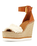 Glyn Canvas & Leather Espadrille Sandal, Cream/Tan