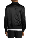 Reversible Silk Bomber Jacket, Olive