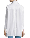 Oversized Button-Front Blouse, Blanc