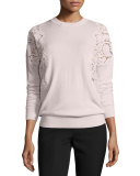 Tae Lace-Cutout Sweater, Nude Pink
