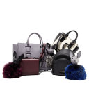 Bambi Faux-Fur Dog Charm for Handbag, Black/Red Plum