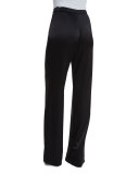  Elastic-Waist Boot-Cut Pants, Caviar