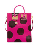 Albion Polka-Dot Calf-Hair Tote Bag, Plum/Dark Fuchsia