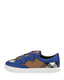 Heacham Check Canvas Sneaker, Blue/Tan, Youth