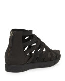 Airy Caged Leather Sneaker, Black