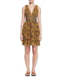 Balzan Sleeveless Floral Silk Dress, Yellow