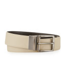 Saffiano Leather Belt, Beige/Brown