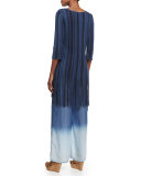 Midnight Blues Long Tunic with Fringe