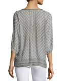 Vik Printed Crinkle Silk Top