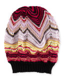 Knit Zigzag Beanie, Pink/Purple
