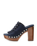Westley Woven Suede Mule Sandal, Navy
