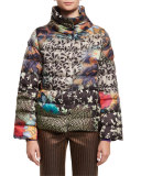 Floral-Airbrush Puffer Jacket, Multi