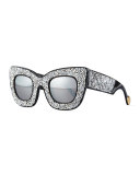 Wonderland Stories Swarovski® Cat-Eye Sunglasses, Ice Crystal