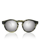 Leonard Round Sunglasses, Black/White