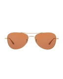 Executive Suite Photochromic Aviator Sunglasses, Gold/Persimmon