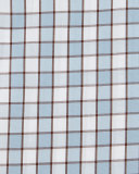 Checkerboard Woven Dress Shirt, Blue/Brown