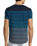 Gradient Stripe Short-Sleeve T-Shirt, Navy