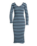 Socorro Striped Off-the-Shoulder Dress, Blue
