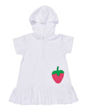 Hooded Strawberry Swim Coverup, White, Size 2T-6X