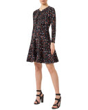 Boulder-Print Fit & Flare Dress, Multi