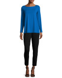 Slim Slouchy Ankle Pants, Black  