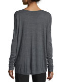 Long-Sleeve Wide V-Neck T-Shirt