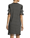 Tassel-Trim Striped Knit Dress