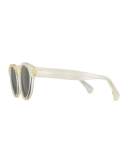 Leonard Monochromatic Round Sunglasses, Champagne