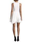 Lyla Sleeveless Handkerchief-Hem Dress, White/Black