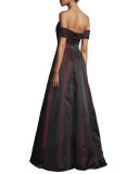 Strapless Floral Taffeta Ball Gown, Wine