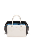 Soft Calf Medium Tricolor Inside Bag, White/Black/Light Blue (Talco+Nero)