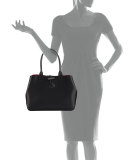 Roseau Reversible Leather Tote Bag, Black/Brick