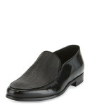 Saffiano Leather Venetian Loafer, Black