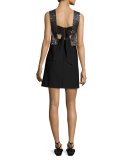 Sleeveless Embellished Ponte Shift Dress, Black