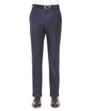 Parker Flat-Front Super 150's Trousers, Navy