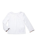 Mini-Tulisa Long-Sleeve Check-Detail Shirt, White, 3-18 Months 