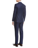 Windowpane Check Wool Two-Piece Suit, Blue