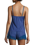 Cosmopolitan Lace-Trimmed Lounge Camisole, Marine Blue
