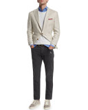 Five-Pocket Cotton Denim Pants, Charcoal
