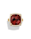 14mm Châtelaine 18K Garnet Ring with Diamonds, Size 7