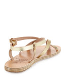 Semele Strappy Flat Sandal, Gold