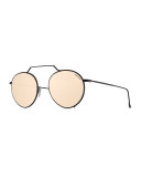 Wynwood III Round Mirrored Sunglasses, Black