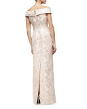 Off-The-Shoulder Column Gown, Blush