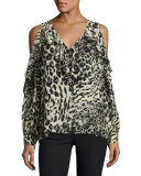 Roland Cold-Shoulder Ruffle Blouse, Lynx