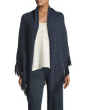 La Playa Fringe Shawl, Navy
