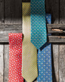 Butterfly-Print Silk Tie, Red